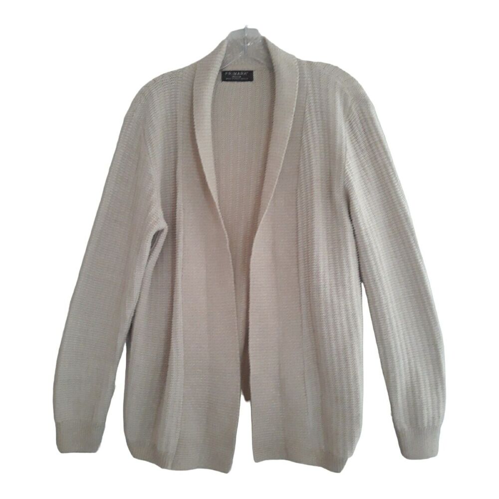 Primark Open Front Cardigan Women  Medium Beige Long Sleeves Knit
